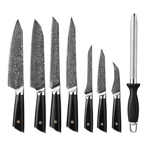 <span class=keywords><strong>Set</strong></span> <span class=keywords><strong>di</strong></span> <span class=keywords><strong>Coltelli</strong></span> da <span class=keywords><strong>Chef</strong></span> Classici in Acciaio Damasco con Manico in G10 e Blocco in Legno - Product Image 3