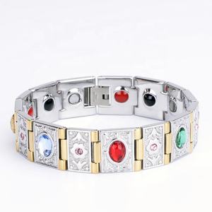 Nueva moda 4 en 1 Bio Health Jewelry Titanium Acero inoxidable Terapia <span class=keywords><strong>de</strong></span> artritis magnética Pulseras médicas Power para mujeres y hombres - Product Image 1