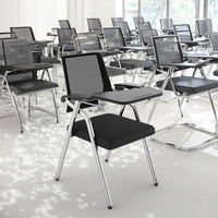 Chaise de formation en tissu de conception moderne pour les étudiants en salle de classe réunion accoudoir fixe avec bloc-notes pliable à bascule utilisation scolaire
