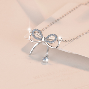 Thanh nhã Bowknot Hình dạng mặt dây chuyền đầy đủ VVS1 moissanite Kim Cương Vòng cổ S925 Sterling Silver engagement quà tặng của phụ nữ - Product Image 3