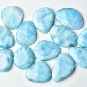 Lote de 16 Uds de piedras preciosas Larimar de forma ovalada, cabujón de alta calidad Larimar, piedras preciosas sueltas, Larimar azul cielo raro para uso en la fabricación de joyas - Product Image 2