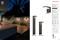 Borne solaire LED décorative noire en aluminium moulé sous pression, étanche, avec détecteur de mouvement, pour extérieur, 3500K blanc chaud, pour jardin