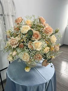 Nueva Bola de Rosas Estrelladas Color Champán de 55 cm, Decoración Floral para Mesa de Boda, Flor Artificial Preservada - Product Image 2
