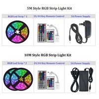 Kit de bande LED colorée SMD 5050 de 5 mètres DC12V, application, télécommande 24 touches, bande lumineuse intelligente à changement de couleur RGB avec driver LED