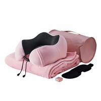 Kit de voyage directement de l'usine comprenant un oreiller ergonomique en mousse à mémoire de forme en forme de U, une couverture assortie et un masque de sommeil, parfait pour voyager.