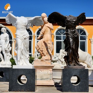 Классическая Мраморная Статуя Ангела победы, Скульптура Богини, вырезанная вручную для открытого парка, сада - Product Image 6