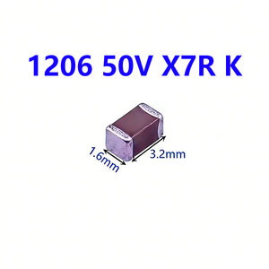 100 piezas Condensador cerámico multicapa de chip de película gruesa SMD 1206 50V 1pF-47uF 0.1 0.22 10NF 100NF 1UF 2.2UF 4.7UF 10UF 1PF 6PF - Product Image 1