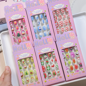 <span class=keywords><strong>Faux</strong></span> Ongles <span class=keywords><strong>Rose</strong></span> de Dessin Animé pour Enfants, Couleur <span class=keywords><strong>Bonbon</strong></span>, Décoration de Fête pour Noël et Enfants, 24 Pièces/Boîte - Product Image 3