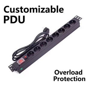 PDU de 8 Puertos, Unidad de Distribución de Energía de 19 Pulgadas para Montaje en Rack con Función de Protección Contra Sobretensiones, <span class=keywords><strong>Regleta</strong></span> de Alimentación Tipo FR - Product Image 1