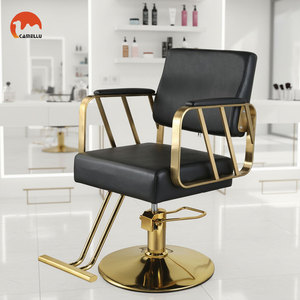 Poltrona Moderna <span class=keywords><strong>per</strong></span> Salone Nera e Oro, Sedie da <span class=keywords><strong>Parrucchiere</strong></span> <span class=keywords><strong>per</strong></span> Stazione di Lavoro Femminile - Product Image 1