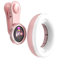 Objectif Macro pour Mobile 15X avec Anneau Lumineux LED, Lampe Selfie et Flash Universel pour Smartphone, Clip Portable