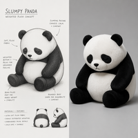 Peluche Panda lestée avec posture allongée, jouet en peluche doux pour soulager l'anxiété et le soutien sensoriel, décoration zen