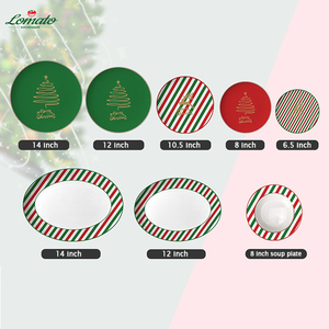 Set Perlengkapan Makan Natal dari Keramik <span class=keywords><strong>Bone</strong></span> <span class=keywords><strong>China</strong></span> Dekoratif, Bentuk Bulat, Warna Sesuai Pesanan, Cetak Kustom, Diskon Besar - Product Image 2