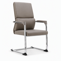 Chaise de bureau de direction en cuir Nappa, base en acier inoxydable, accoudoirs fixes, siège coulissant, design ergonomique