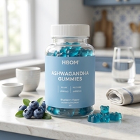 Gummies d'Ashwagandha OEM saveur Myrtille, à base de plantes, à croquer, 60 unités, Complément alimentaire pour le bien-être quotidien des adultes