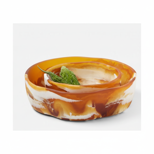 Bol de service en résine artistique fait à la main effet marbre brillant finition lisse adapté aux salades de fruits ou à l'utilisation d'une pièce maîtresse - Product Image 1