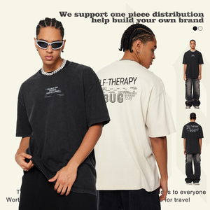 Men's 2024 Spring and Summer Youth Cotton Short-sleeved T-shirt American Retro Street Short-sleeved T-shirt Man - Product Image 2