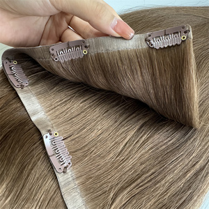 Salon Chất Lượng Đôi Rút Ra 100% Remy Liền Mạch <span class=keywords><strong>Clip</strong></span>-Ins Tóc Con Người Vô Hình Liền Mạch <span class=keywords><strong>Clip</strong></span> Trong Phần Mở Rộng Tóc Thô - Product Image 1