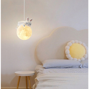 Lampe suspendue de chevet de style nordique à thème crème, design créatif de dessin animé d'animaux personnalisé pour garçons et filles, pour l'éclairage du couloir - Product Image 5