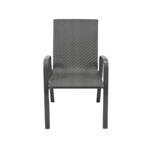 Chaise de jardin empilable portable en rotin et acier, tissée à la machine, style moderne et décontracté, pour l'extérieur, le salon et l'hôtellerie - Product Image 5