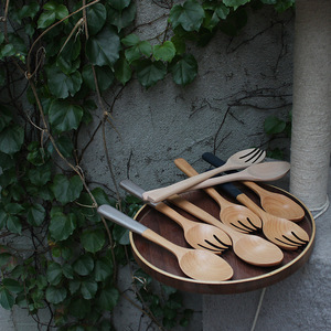 Sunshine Hemu Wooden Salad <b>Spoons</b> Forks Beech Wood Long Handle Eco-Friendly Kitchen Utensils Set For Salad <b>Serving</b> - Product Image 3