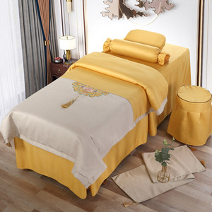 Toptan lüks modern güzellik yatağı etek yatak örtüsü düz monte sac salon spa masaj masa örtüsü seti - Product Image 2
