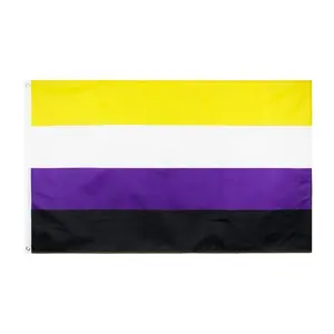Factory Nonbinary Pride Flag 3x5Fts LGBTQIA Non Binary NB Gender Rainbow Banner