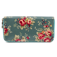 Dompet koin dompet tempat kartu ID desainer Dompet Clutch wanita panjang Floral laminasi kanvas dompet koin