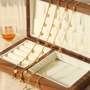 Floral <b>Anklet</b> 18K <b>Gold</b> Stainless Steel Women's Everyday Wear Foot Ornament Geometric Design TA8004 - Product Image 3