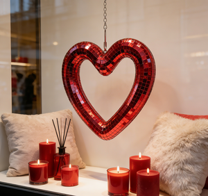 Nouvelles décorations de fête tendance : Boules miroir en forme de cœur rouge creux en gros, accessoires de fête pour <span class=keywords><strong>magnétophone</strong></span> - Product Image 5