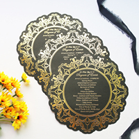 Fancy Flower Gold Foiling Black Paper Boda Cena Menú Tarjeta DIY Hecho a mano Restaurante Fiesta Menús