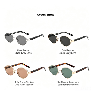 Gafas de Sol BC2040 Ovaladas Retro con Montura Dorada y Lentes Tintadas, Modernas para Mujer, Ideales para Instagram, Perfectas para el Sol de Verano, Protección UV400 - Product Image 2