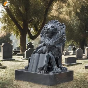 Подгонянная надгробная плита из натурального камня, Мраморная Скульптура Льва, надгробие для продажи - Product Image 5
