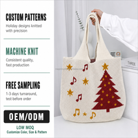 Nouveau Sac Fourre-tout Tricoté Noël 2026 Motif Note de Musique Doux Lavable en Machine Logo Personnalisé Faible MOQ OEM ODM Vente en Gros Sac Cadeau de Fêtes