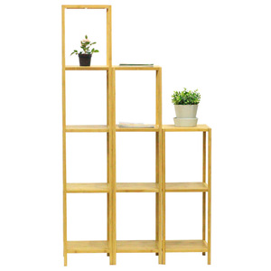 Estante de almacenamiento para el hogar, de bambú y madera, expositor sencillo de pie para interiores, soporte para flores de varios niveles, móvil. - Product Image 2