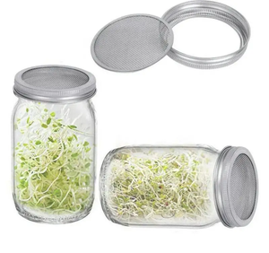 Venta caliente 16oz Vacío Boca Ancha Mason Seed Broting Jar Kit 2 Sprouter Glass Mason Jars con tapas <span class=keywords><strong>de</strong></span> pantalla Soportes y bandejas - Product Image 3