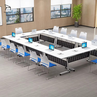 EaseNeat Mobilier de bureau multifonctionnel Table pliante Table d'entraînement détachable longue session avec douille et roues