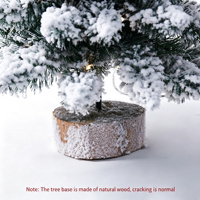 Mini sapin de Noël floqué avec lumières LED, petit arbre enneigé en PVC, base en bois, décoration de table pour les fêtes