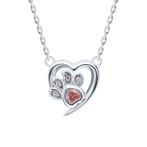 SPJ Best Selling S925 Sterling Silver <b>Pink</b> Zircon Love Cat Claw <b>Necklace</b> Cute Sweet Heart Clavicle Chain Pendant <b>Necklaces</b> Girl - Product Image 1