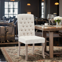 Chaise de salle à manger moderne à dossier capitonné, tissu en lin, meubles de table en bois, salon, cuisine, entrée, restaurant, matériau métallique durable