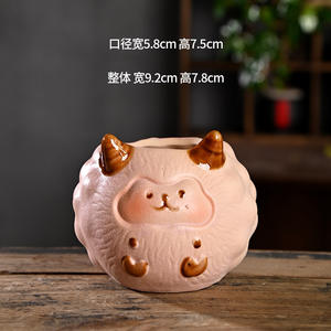 Pots à succulentes décoratifs en céramique en forme d'animaux de dessin animé, pots en <span class=keywords><strong>terre</strong></span> <span class=keywords><strong>cuite</strong></span> spéciaux pour la maison, contrôle des racines, vente en gros à prix réduit - Product Image 2