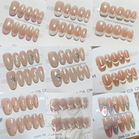 Faux ongles en acrylique ultra-courts, transparents, mignons, souples, à presser, faits à la main, 10 pièces, avec étiquette privée
