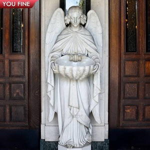 Statua <span class=keywords><strong>di</strong></span> Angelo Inginocchiato in Marmo a Grandezza Naturale Personalizzata per Chiesa, Vasca <span class=keywords><strong>di</strong></span> Battesimo Sacra - Product Image 4