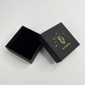 Luxury Black Rigid Jewelry <b>Boxes</b> with Gold Foil Logo - Matte Lid & Base <b>Boxes</b> for Brooches & Necklaces - Product Image 5