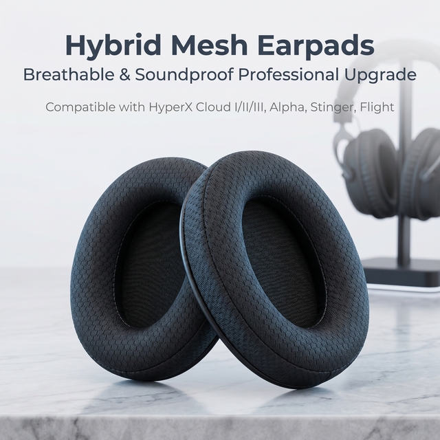 Breathable Headphone Mesh Earpads Replacement Headset Ear Pads Compatible with HYPERX Revolver S Headphones