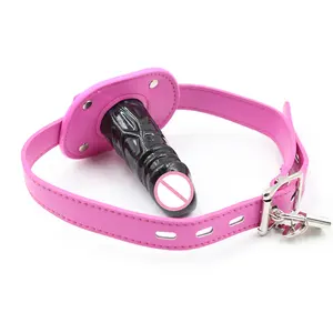 Mordaza de pene corta con tapón de candado, consolador fetiche, Bondage, Juguetes sexuales, productos de esclavo BDSM para mujer, juego para adultos