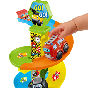 Jouet de <span class=keywords><strong>garage</strong></span> de stationnement rotatif, dessin animé coloré, éducatif, aventure préscolaire, circuit de course coulissant avec design de tour de cloche - Product Image 3