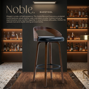 Modern Solid Wood Swivel Bar <b>Stool</b> with PU Leather Upholstered Seat Backrest Footrest Metal Base for Hotel Home Bar/<b>Dining</b> Rooms - Product Image 3