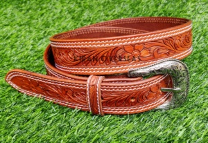 Ceinture en cuir de vache occidentale, outillage et sculpture, sangle en cuir interchangeable pour vêtements de cowboy - Product Image 2