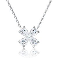 Collier en argent S925 émaillé motif trèfle et ours, Nouveauté 2026, Bijou romantique avec moissanite étincelante, Chaîne réglable et superposable